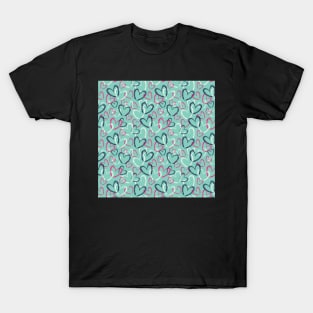 Blue Hearts Love Valentine's Day Pattern T-Shirt